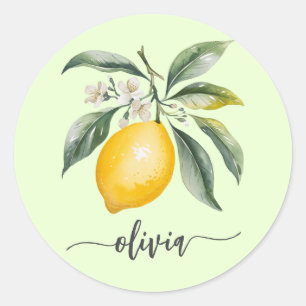 Sticker Rond Aquarelle personnalisée moderne tendance Citron ja