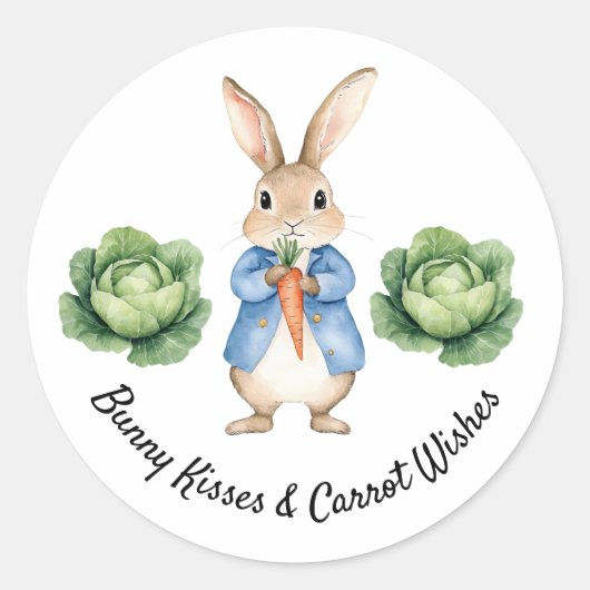 Sticker Rond Aquarelle Peter Rabbit Garden Baby shower de chou (Devant)