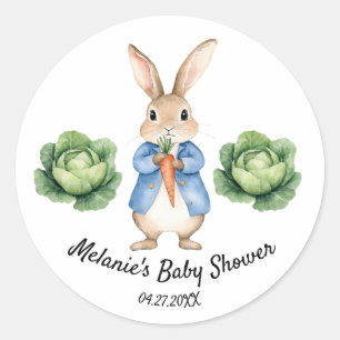 Sticker Rond Aquarelle Peter Rabbit Garden Baby shower de chou
