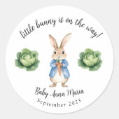 Sticker Rond Aquarelle Peter Rabbit Garden Baby shower de chou (Devant)