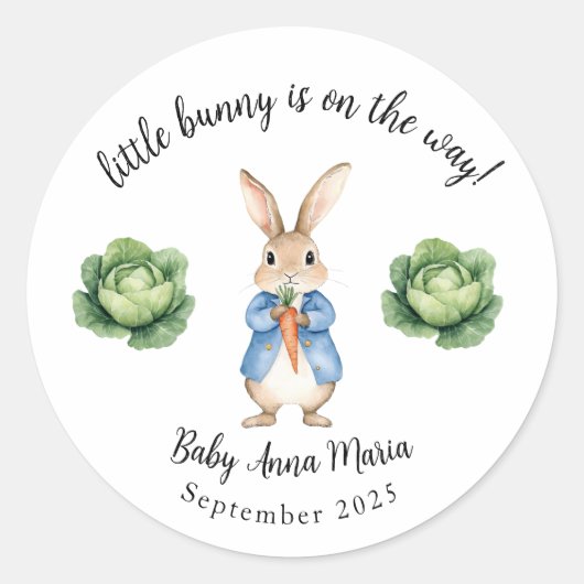 Sticker Rond Aquarelle Peter Rabbit Garden Baby shower de chou (Devant)