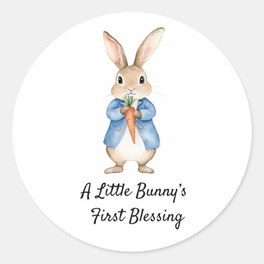 Sticker Rond Aquarelle Peter Rabbit Jardin Baby shower (Devant)