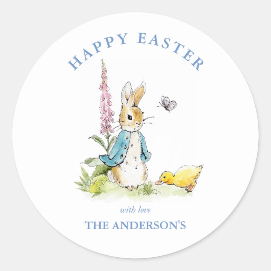 Sticker Rond Aquarelle Peter Rabbit Pâques (Devant)