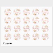 Sticker Rond Aquarelle Petit Baby shower de champignon (Feuille)