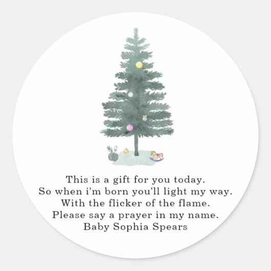 Sticker Rond Aquarelle pin - Prières pour bébé (Devant)