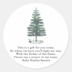 Sticker Rond Aquarelle pin sylvestre - Prières pour bébé