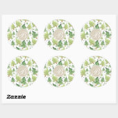 Sticker Rond Aquarelle Pine Arbres Moderne Rustique Monogramme (Feuille)