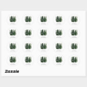 Sticker Rond Aquarelle Pine verte Arbres Vacances simples (Feuille)