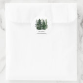 Sticker Rond Aquarelle Pine verte Arbres Vacances simples (Sac)