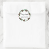Sticker Rond Aquarelle Pinecone Wreath Holiday Adresse de retou (Sac)
