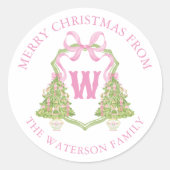 Sticker Rond Aquarelle Pink Nutcracker Cadeau de Noël Crest (Devant)