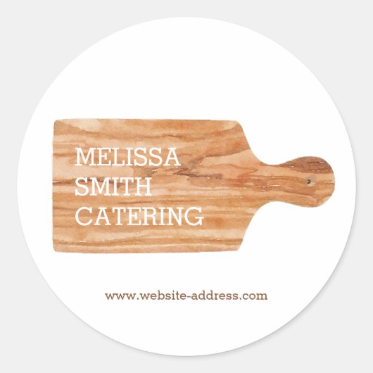 Sticker Rond Aquarelle Planche à découper Catering Chef Logo (Devant)