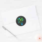 Sticker Rond Aquarelle plante art vert et bleu abstrait (Enveloppe)