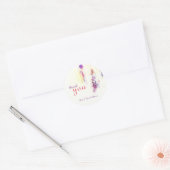 Sticker Rond Aquarelle Plumes Mariage Merci (Enveloppe)