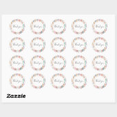 Sticker Rond Aquarelle plumes motif boho. Merci (Feuille)