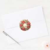 Sticker Rond Aquarelle poinsettia couronne (Enveloppe)