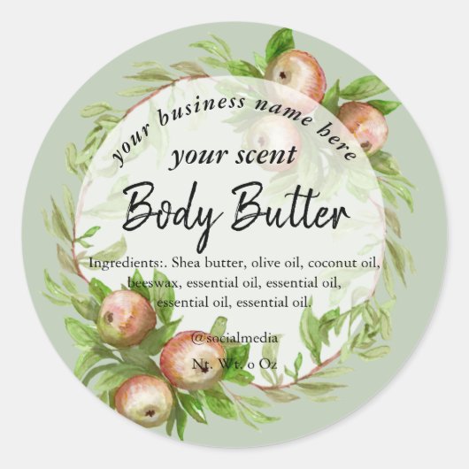 Sticker Rond Aquarelle pomme courge corps beurre corps gommage (Devant)