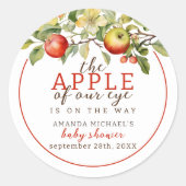 Sticker Rond Aquarelle Pomme de notre oeil Chute bébé Douche (Devant)