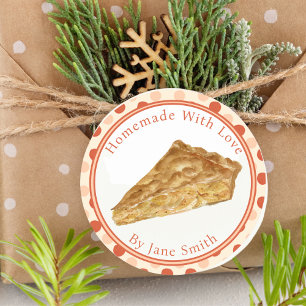 Sticker Rond Aquarelle Pomme tarte Rustique fait maison