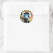 Sticker Rond Aquarelle Portrait Baboon (Sac)