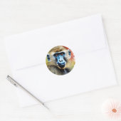 Sticker Rond Aquarelle Portrait Baboon (Enveloppe)