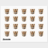 Sticker Rond Aquarelle Portrait d'un petit tigre (Feuille)