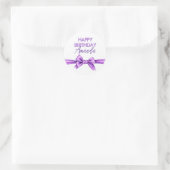 Sticker Rond Aquarelle pourpre Bow Coquette Sweet 16 Anniversai (Sac)