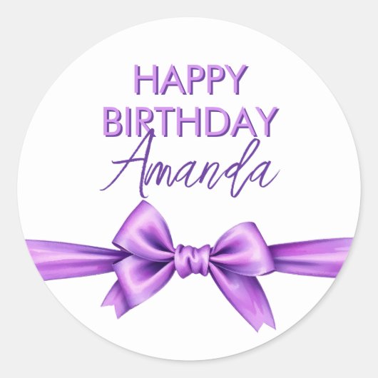 Sticker Rond Aquarelle pourpre Bow Coquette Sweet 16 Anniversai (Devant)
