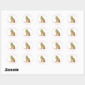 Sticker Rond Aquarelle Pré Noël Léopard (Feuille)