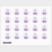 Sticker Rond Aquarelle Purple Bow Sweet 16 Anniversaire (Feuille)