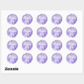 Sticker Rond Aquarelle Purple Merci Word Art (Feuille)