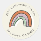 Sticker Rond Aquarelle Rainbow Baby shower Adresse de retour (Devant)