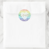 Sticker Rond Aquarelle Rainbow Gold Parties scintillant Amour C (Sac)