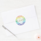 Sticker Rond Aquarelle Rainbow Gold Parties scintillant Amour C (Enveloppe)