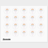Sticker Rond Aquarelle Rainbow Party Merci (Feuille)