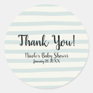 Sticker Rond Aquarelle Rayures Chic Baby shower Moderne Favoris