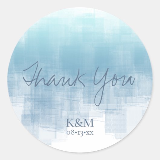 Sticker Rond Aquarelle Réflexions Merci Dusty Blue ID774 (Devant)