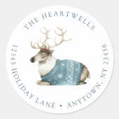 Sticker Rond Aquarelle Reindee Noël Adresse de retour (Devant)