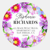 Sticker Rond Aquarelle Ressort Jardin Fleurs Enveloppe Sceau (Devant)