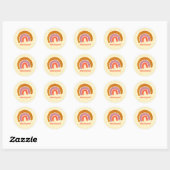 Sticker Rond Aquarelle rétro arc-en-ciel merci (Feuille)