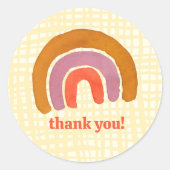 Sticker Rond Aquarelle rétro arc-en-ciel merci (Devant)