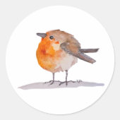 Sticker Rond Aquarelle Robin Anglais (Devant)