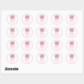 Sticker Rond Aquarelle Rolling Pin Rose Pâtisserie Chef Baker (Feuille)