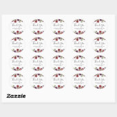 Sticker Rond Aquarelle romantique Bourgogne Rouge Blush Rose Fl (Feuille)