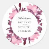 Sticker Rond Aquarelle romantique Floral Plum Wedding Favoriser (Devant)