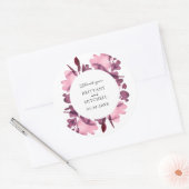 Sticker Rond Aquarelle romantique Floral Plum Wedding Favoriser (Enveloppe)