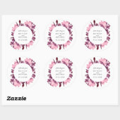 Sticker Rond Aquarelle romantique Floral Plum Wedding Favoriser (Feuille)
