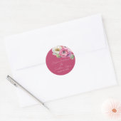 Sticker Rond Aquarelle romantique Ranunculus rose sur fond rose (Enveloppe)