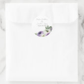 Sticker Rond Aquarelle romantique Renoncules violettes et blanc (Sac)