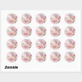 Sticker Rond Aquarelle romantique Valentine Love Foxes sur viol (Feuille)